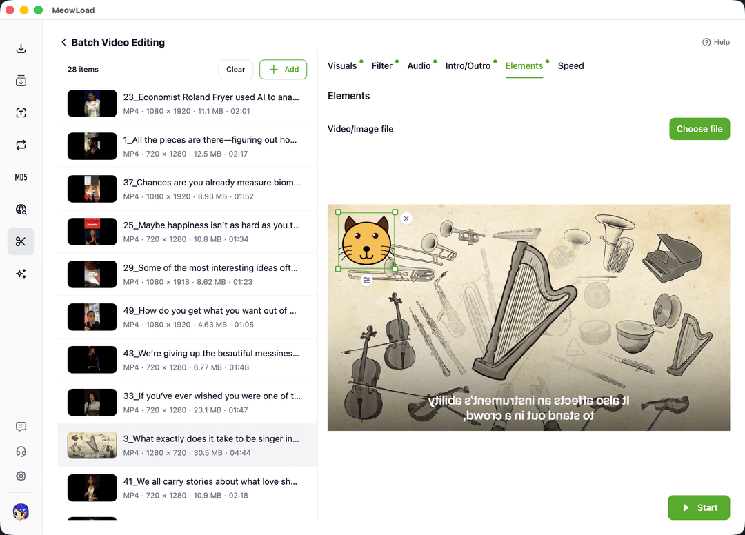 ビデオ透かしの一括追加機能